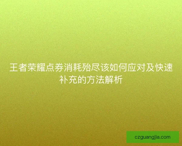 王者荣耀点券消耗殆尽该如何应对及快速补充的方法解析