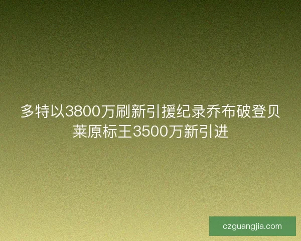 多特以3800万刷新引援纪录乔布破登贝莱原标王3500万新引进